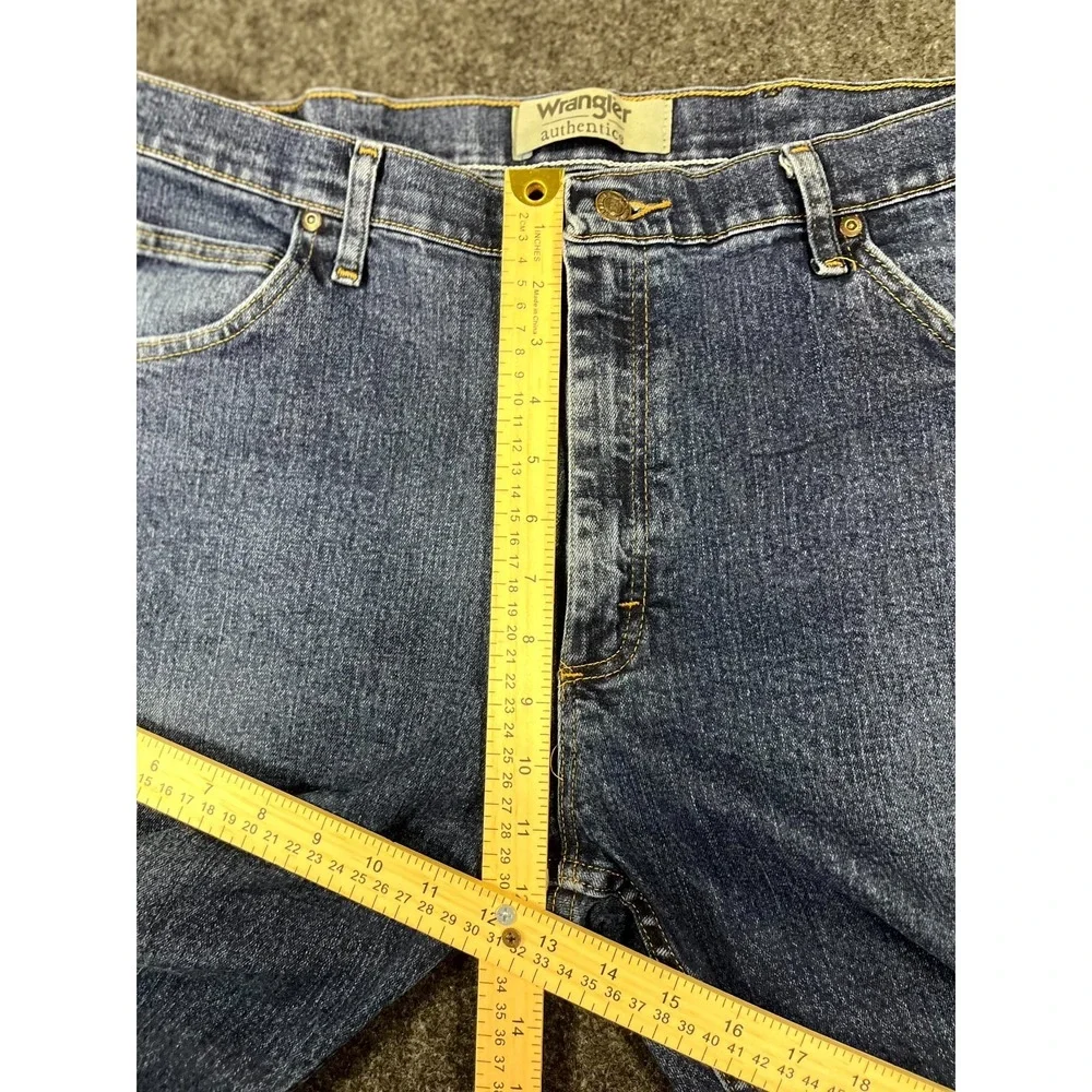 Y2K Wrangler Jeans Mens 38x28 Blue Denim Cotton Stretch‎ Mid Rise Straight Leg